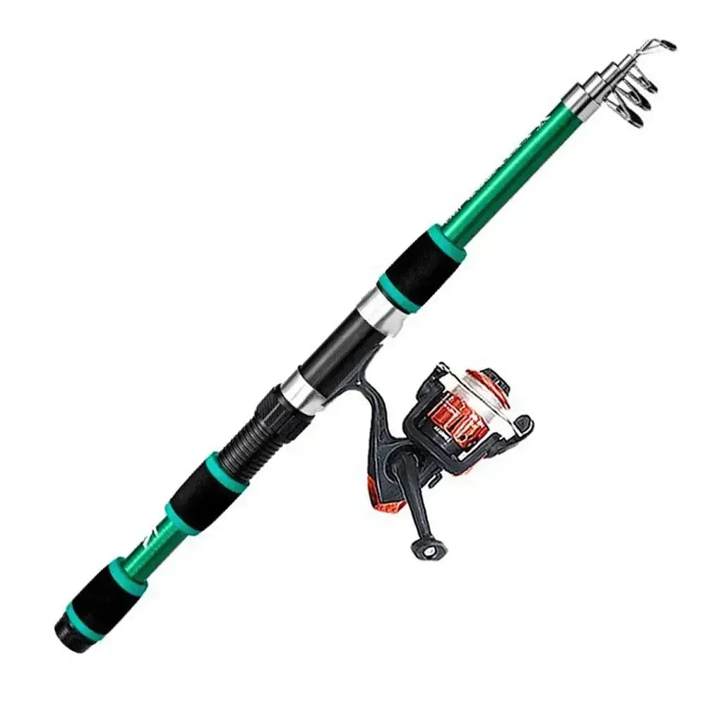 1.8m Portable cannes à pêche ensemble canne à pêche télescopique poche filature moulinet appâts fibre de verre mer pôle canne à pêche ensemble