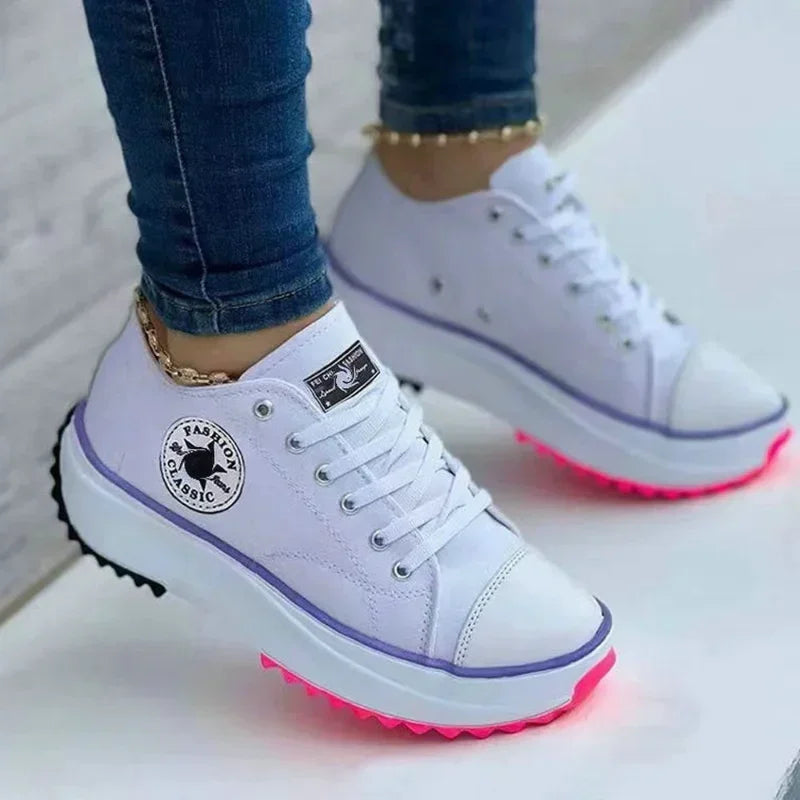 Zapatillas deportivas de lona para mujer, modelo 2025, zapatos informales para mujer, zapatillas planas con cordones Zapatillas Mujer Chaussure Femme