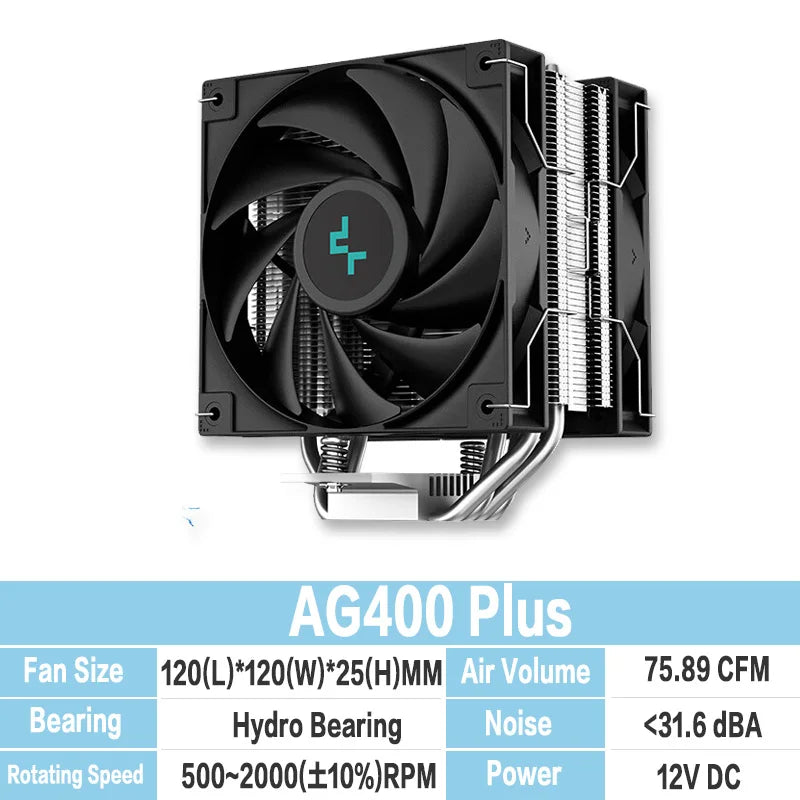 DEEPCOOL AG400 4 caloducs double ventilateur CPU radiateur de refroidissement par Air 2000 tr/min ventilateur de refroidissement de bureau pour Intel LGA1700 1200 115X AMD AM4