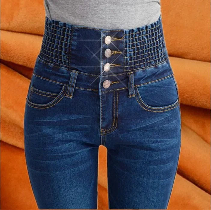 Jean Chaud en Polaire Épaisse Noir Femme — Combat Collection Hiver