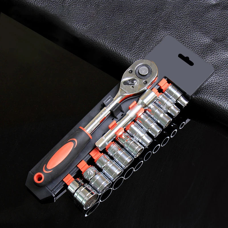 Juego de llaves de vaso mejorado, hardware para coche, barco, motocicleta, bicicleta, herramienta de reparación, llave de carraca corta, herramientas de reparación de automóviles, manual