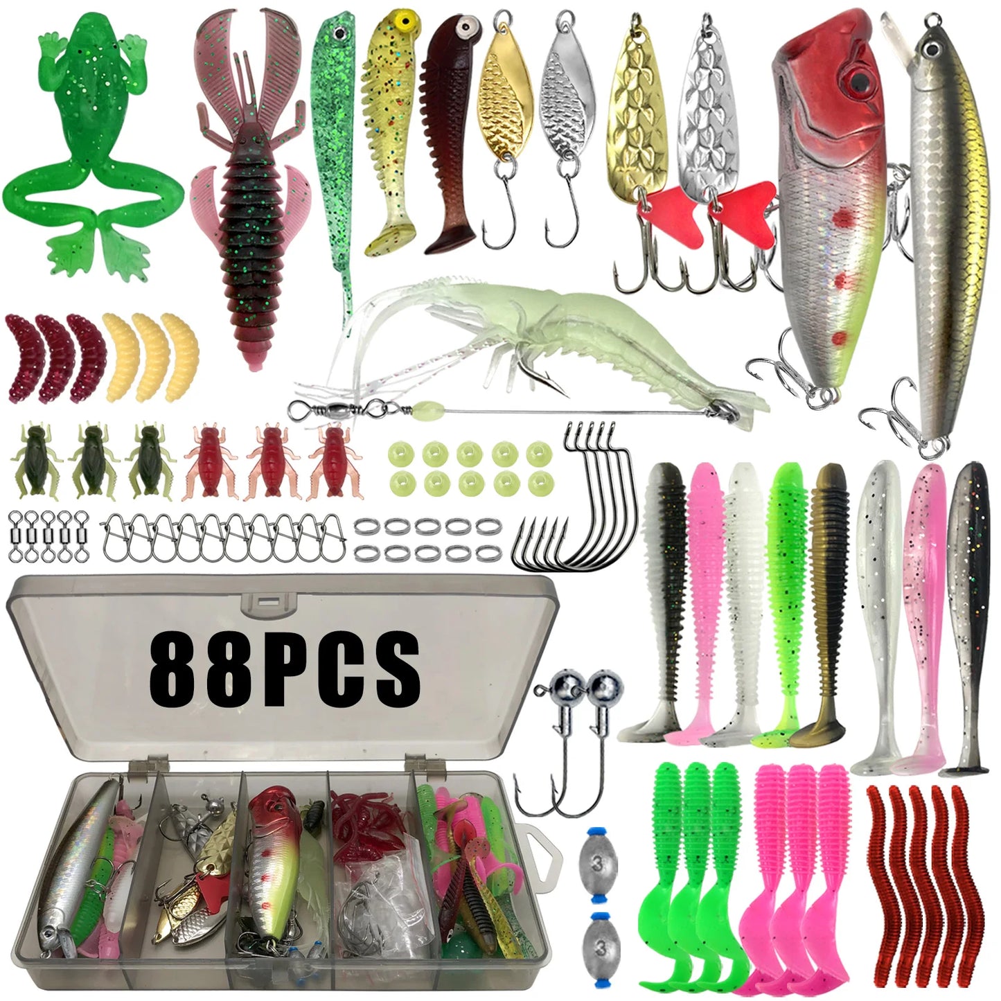 Kit de leurres de pêche pour truite, brochet, basse, multi-leurre, ensemble de matériel superposé, équipement professionnel, 86/88/136/149/366 pièces