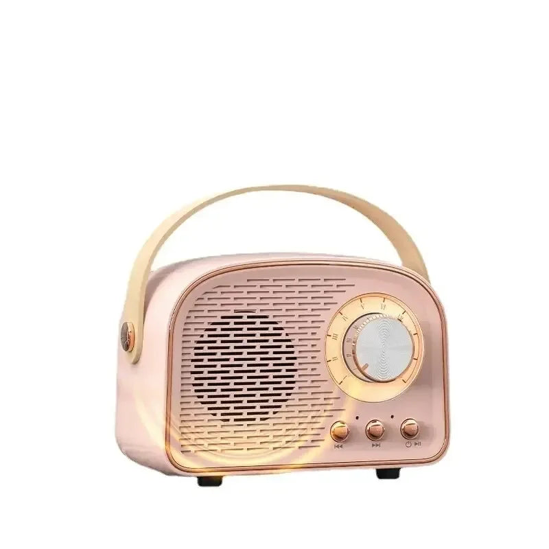 USB AUX TF FM Radio Portable Bluetooth Speaker Retro Enhanced Bass Mini Boombox for Table Home Outdoor Vintage Audio MP3