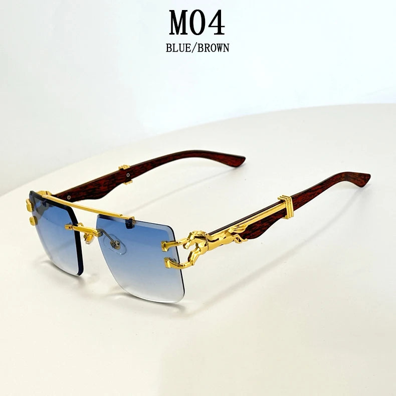 Luxury Rimless Square Sunglasses for Women and Men, Vintage Fashion Gafas De Sol Hombre, 2024