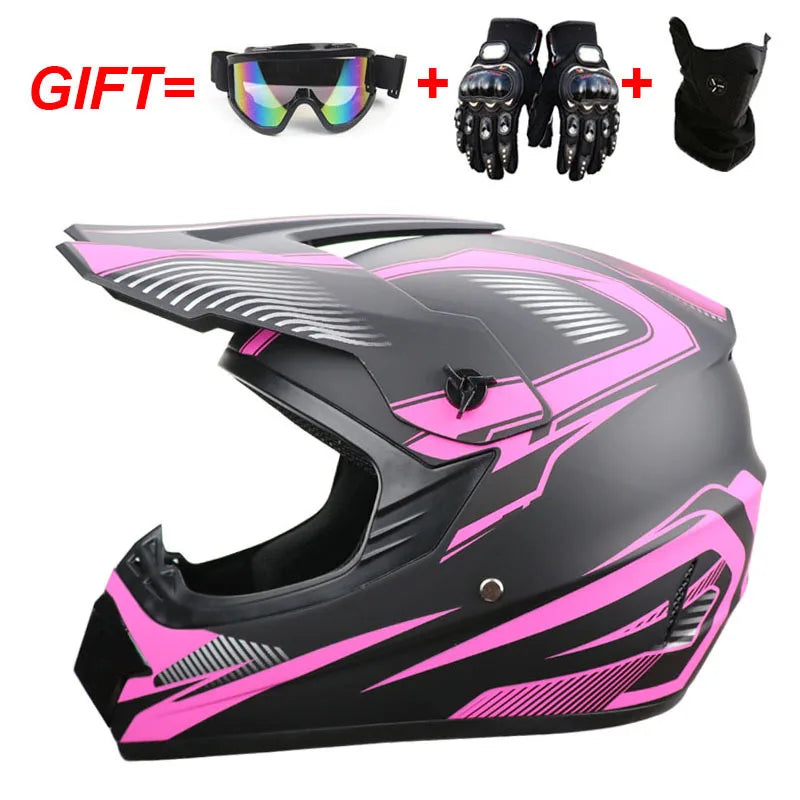 Casco completo de moto para niños, cascos de motocross para niños, gafas de moto todoterreno, guantes de protección para ciclismo