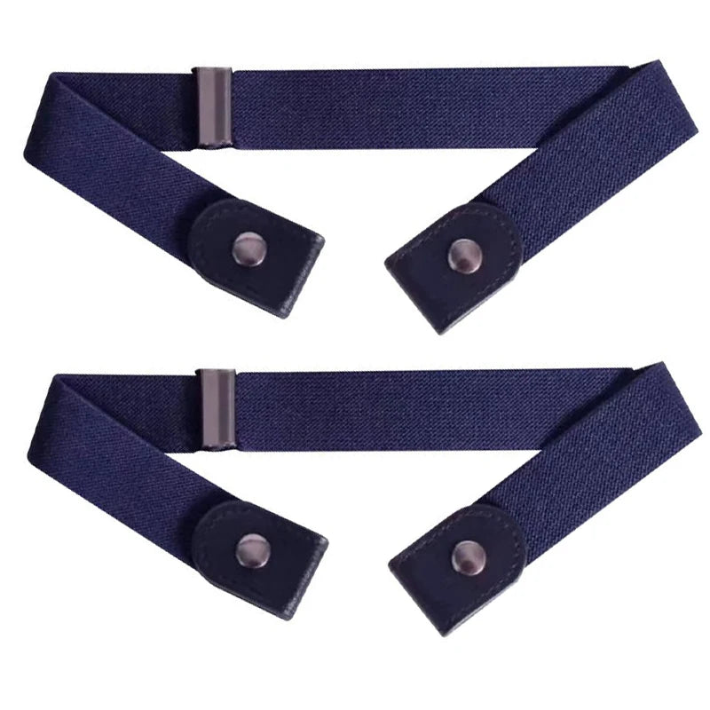 2 piezas en conjunto, cinturón elástico sin hebilla para mujeres y hombres, cinturón elástico unisex para pantalones vaqueros casuales, cinturones invisibles ajustables sin hebilla