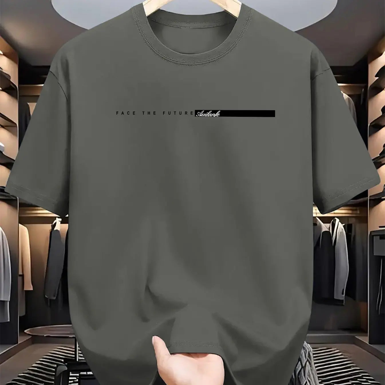 Camiseta de manga corta y cuello redondo para hombre, top casual, corte holgado, con letras grandes estampadas, estilo urbano, unisex, verano, 100% algodón