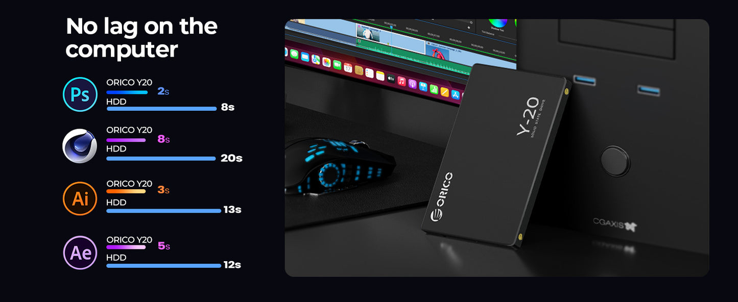 ORICO SATA III SSD 2.5 "disque SSD interne 3D NAND 512GB 1 to 2 to 4 to jusqu'à 550 mo/s pour mettre à niveau PC ordinateurs portables Y20