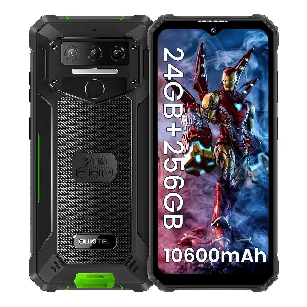 OUKITEL WP23 Plus Rugged Smartphone, Unisoc T606 Octa-Core Processor, 6.52 Inch Screen, 8GB RAM + 256GB Storage, 10600mAh Battery, 13MP Camera, Android 14, NFC.