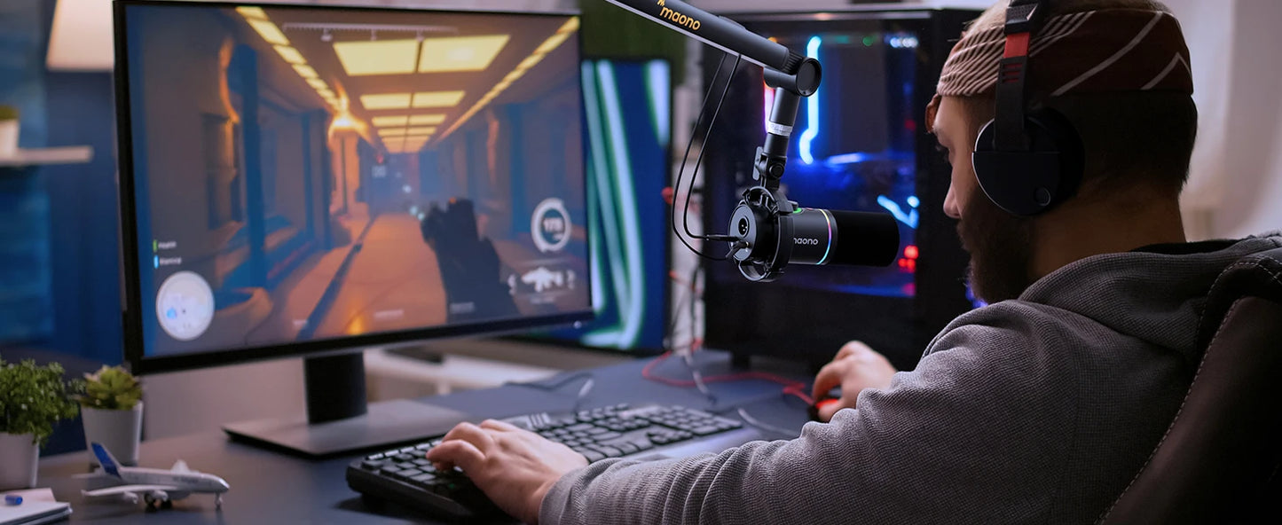 MAONO PD200X – Microphone dynamique XLR/USB avec bouton de gain et Tap-to-Mute pour gaming et streaming