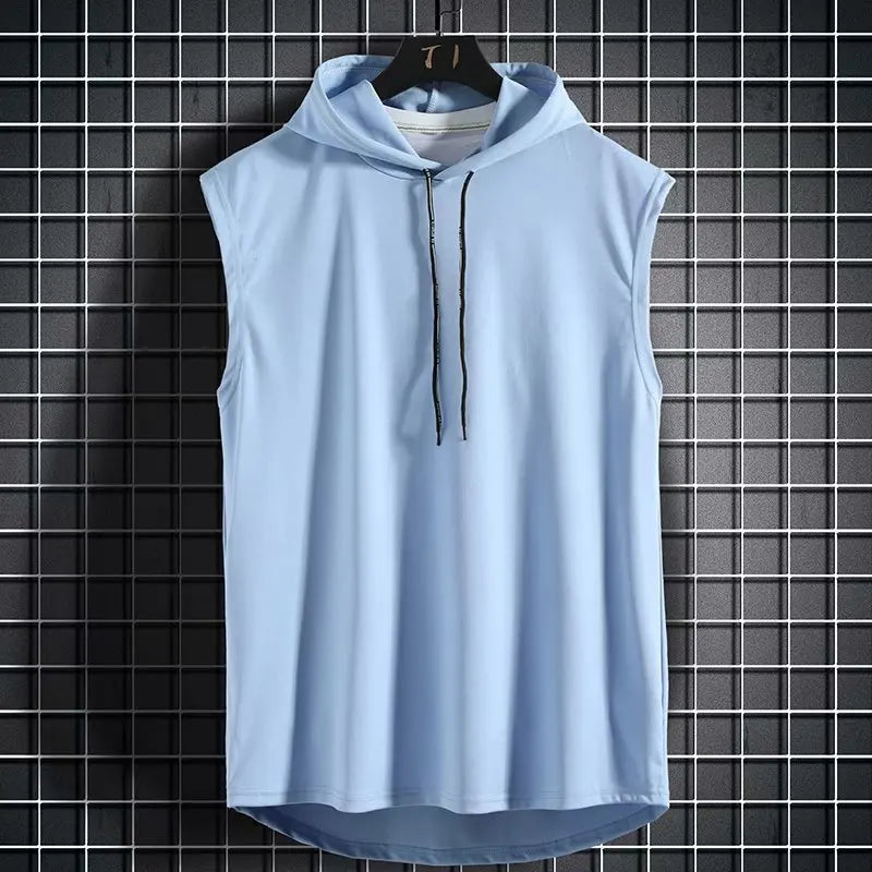 Color sólido 2023 a estrenar hombres camisetas sin mangas chaleco sin mangas camisetas para hombre con capucha chalecos para hombre tops Hip Hop hombres camiseta sin mangas camiseta