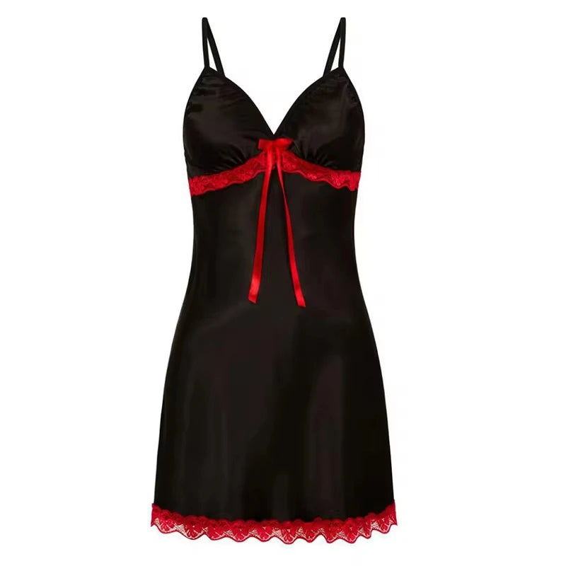 Mujer lencería sexy de seda satinada, camisón sin mangas, pijama, camisón, talla grande, ropa de dormir cómoda