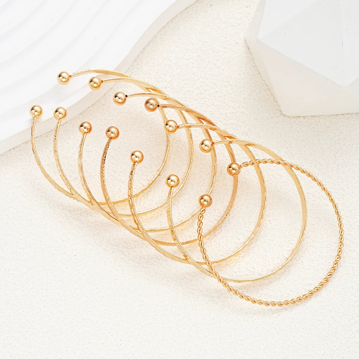 Women's Gold Color Punk Bracelets, Streetwear, Gothic Heart Prints, Metal Design, Open Cuff Bracelet, Fashion Jewelry, Gifts, 7pcs/Set