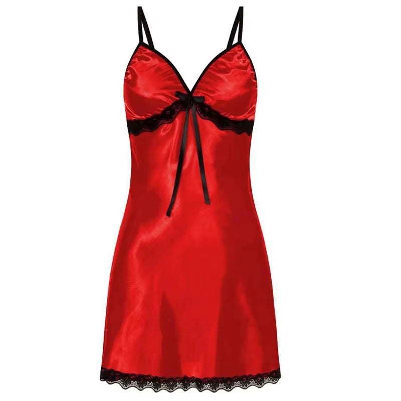 Mujer lencería sexy de seda satinada, camisón sin mangas, pijama, camisón, talla grande, ropa de dormir cómoda