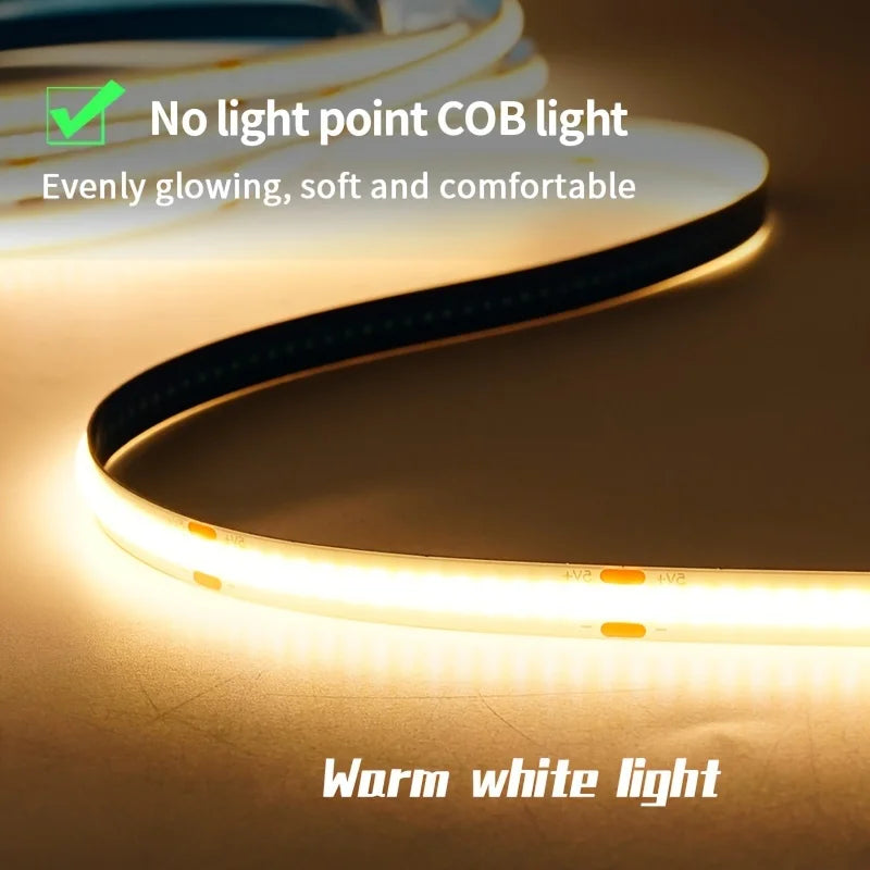 Bande Lumineuse LED COB Tactile, Gradateur Flexible, Ruban à Diodes, USB, Linéaire, Éclairage Nik, Lampe, Salle, Bricolage, TV, Miroir, Rétro-Éclairage, Décoration Murale, 5V