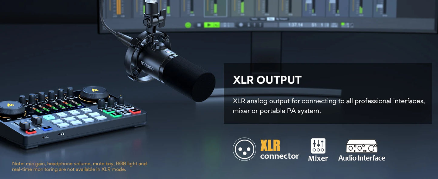 MAONO PD200X – Microphone dynamique XLR/USB avec bouton de gain et Tap-to-Mute pour gaming et streaming