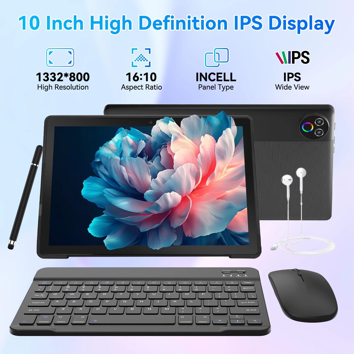 Tablet Android 15 de 10 pulgadas, 20 GB de RAM, 64 GB de ROM ampliable a 1 TB, WIFI6, WidevineL1, GMS, 5000 mAh, Lápiz Óptico, Teclado, Ratón, Auriculares, Combo