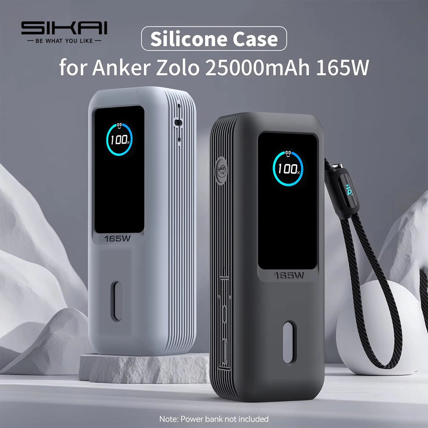 Étui de chargeur portable en silicone SIKAI pour Anker zolo 2in1165W PowerBank, housse antichoc
