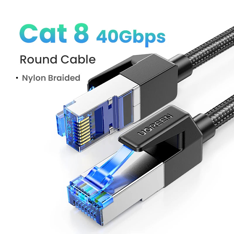 UGREEN CAT 8 cable Ethernet trenzado de alta velocidad 40Gbps 2000Mhz red LAN RJ45 blindado para router PC PS5 Módem Xbox