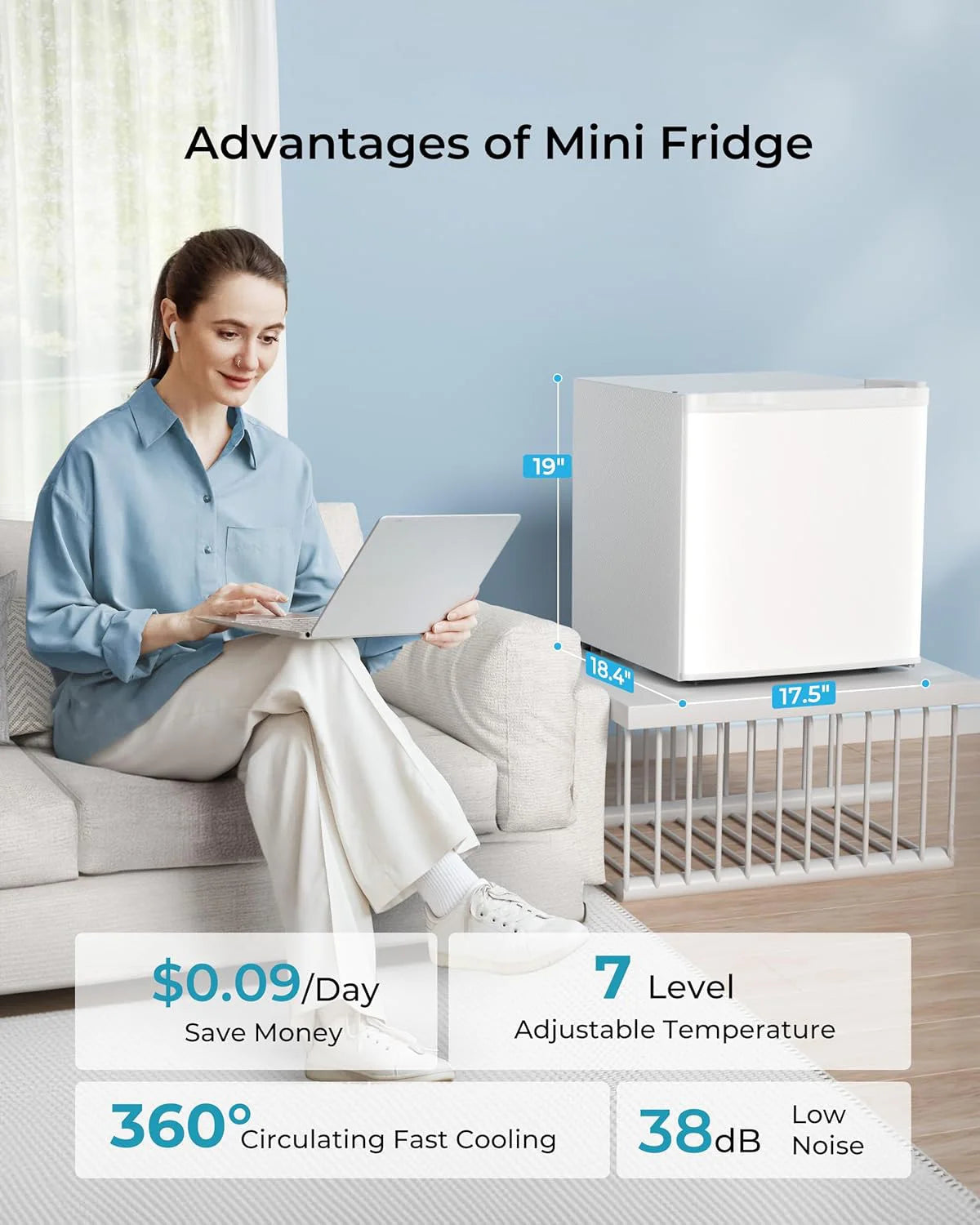 Mini Réfrigérateur 46 L — Porte Réversible, Économie d'Énergie, Chambre & Bureau