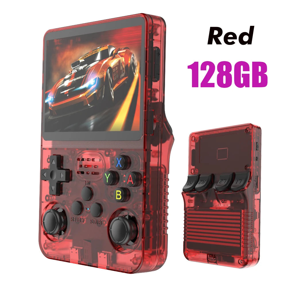 Consola de videojuegos retro portátil, consola de juegos, sistema Linux, pantalla IPS de 3.5 pulgadas, reproductor de vídeo de bolsillo, juegos de 64 GB, R35S Pro