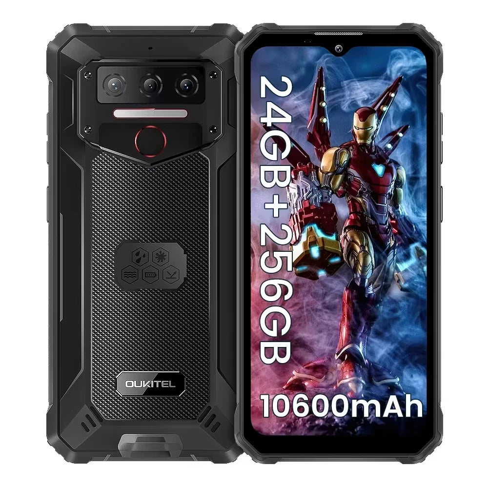 OUKITEL WP23 Plus Rugged Smartphone, Unisoc T606 Octa-Core Processor, 6.52 Inch Screen, 8GB RAM + 256GB Storage, 10600mAh Battery, 13MP Camera, Android 14, NFC.
