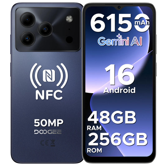 DOOGEE Note56 Plus Smartphone Android 16 — 48+256 Go, 6150 mAh, 6,56" 90Hz, 50 MP, NFC