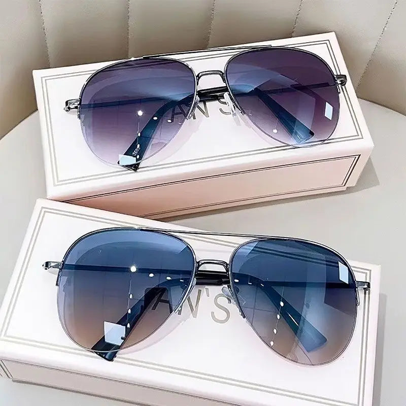 Gafas de sol degradadas de moda para hombre, gafas de sol de piloto de montura grande, diseño antirreflejos, gafas de sol para hombre UV400 (sin caja)