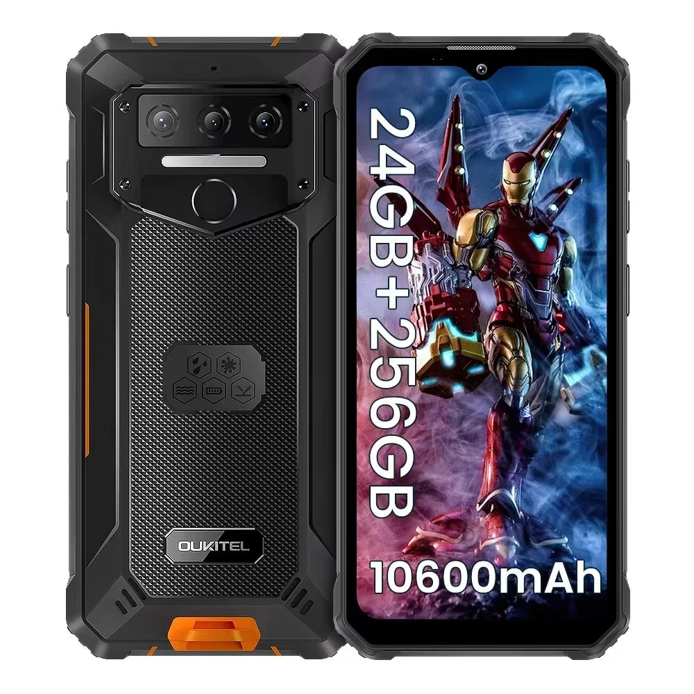 OUKITEL WP23 Plus Rugged Smartphone, Unisoc T606 Octa-Core Processor, 6.52 Inch Screen, 8GB RAM + 256GB Storage, 10600mAh Battery, 13MP Camera, Android 14, NFC.