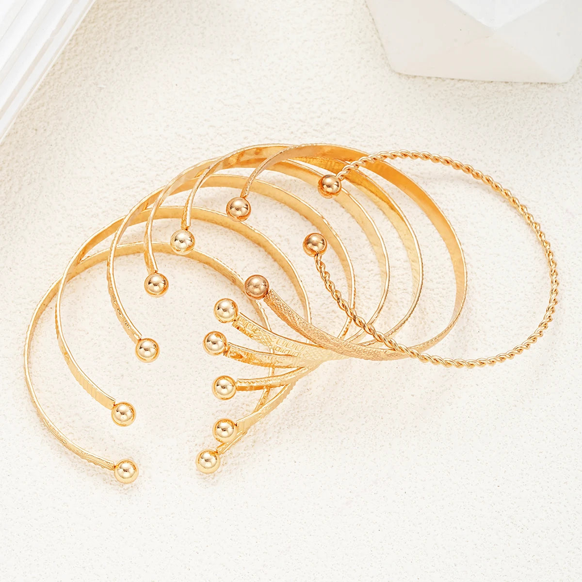 Women's Gold Color Punk Bracelets, Streetwear, Gothic Heart Prints, Metal Design, Open Cuff Bracelet, Fashion Jewelry, Gifts, 7pcs/Set