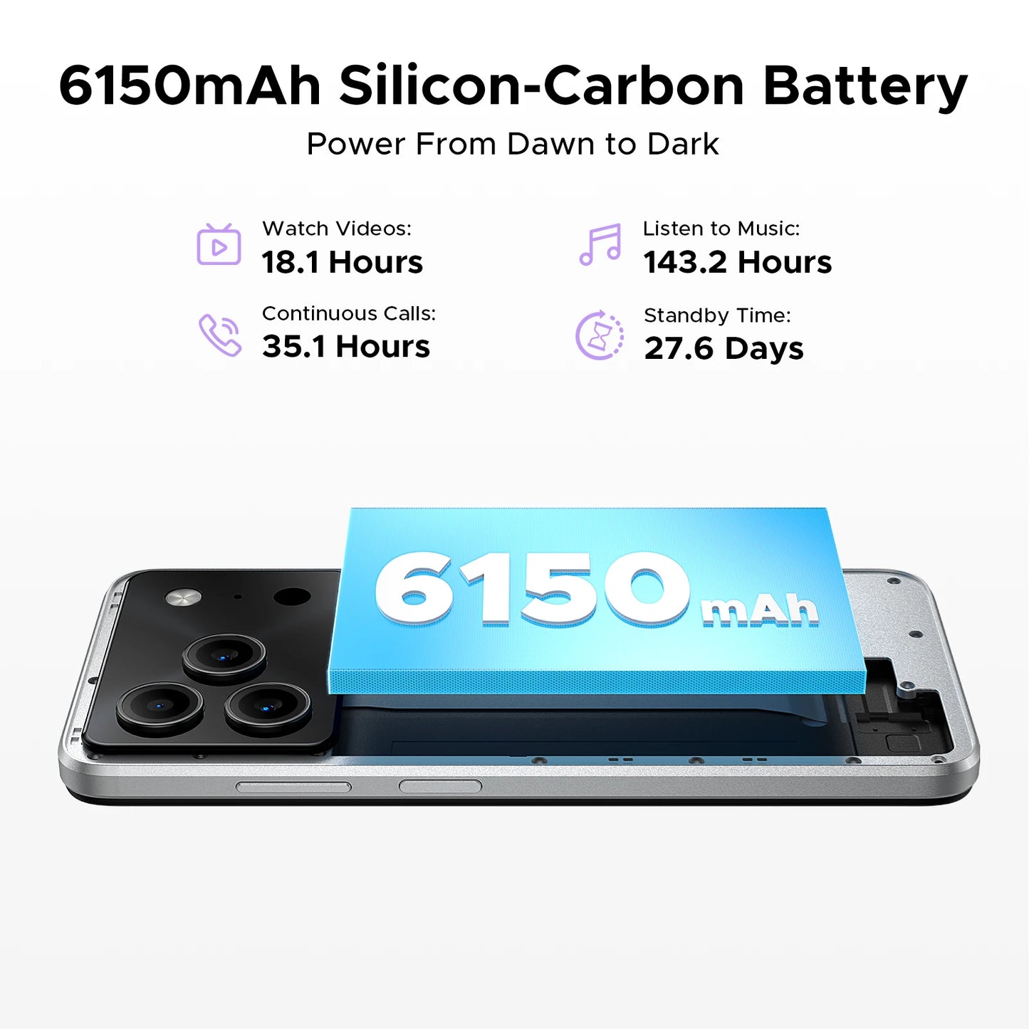 DOOGEE Note56 Plus Smartphone Android 16 — 48+256 Go, 6150 mAh, 6,56" 90Hz, 50 MP, NFC