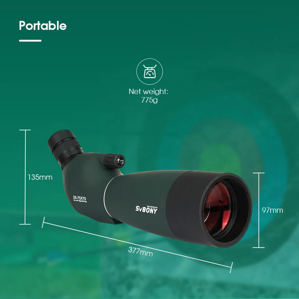 Longue vue monoculaire 50/60/70/80mm Bak4 Porro Prisme — imperméable, adaptateur téléphone, trépied, observation oiseaux