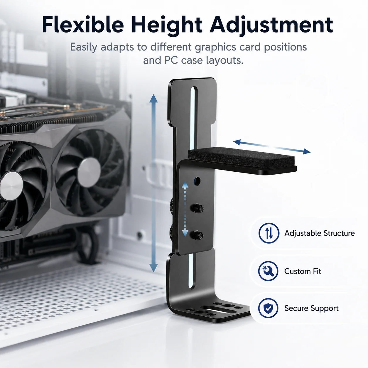 Support de carte graphique réglable coulissant 6-96 mm pour ventilateur de châssis, support GPU pour RTX 4090