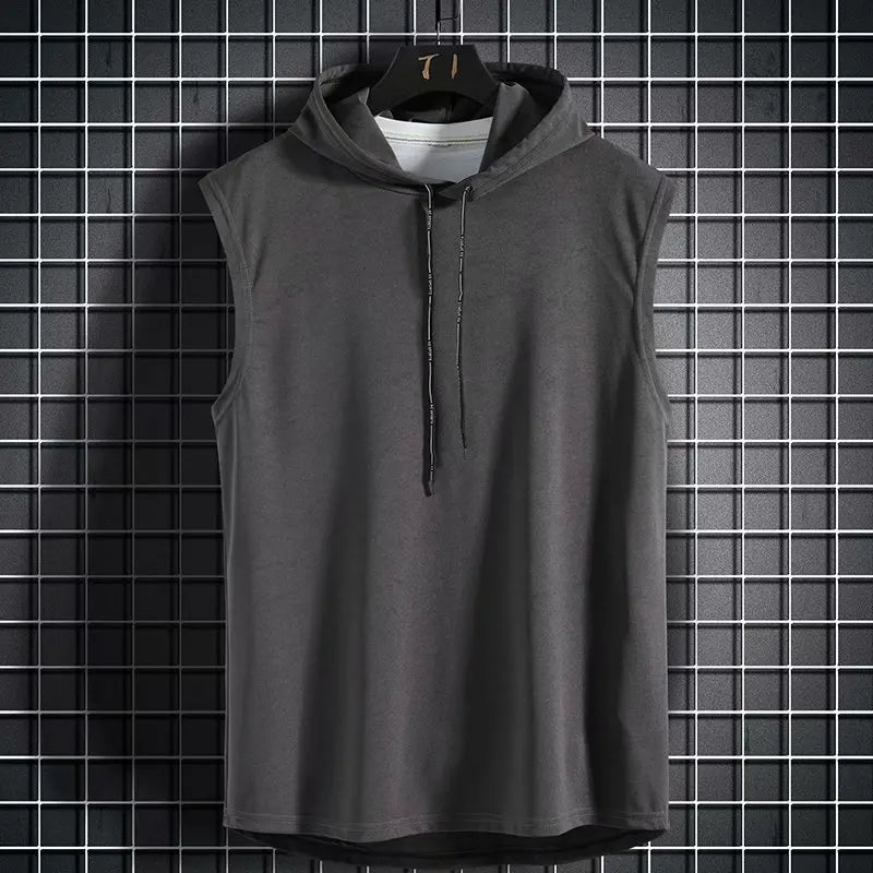 Color sólido 2023 a estrenar hombres camisetas sin mangas chaleco sin mangas camisetas para hombre con capucha chalecos para hombre tops Hip Hop hombres camiseta sin mangas camiseta