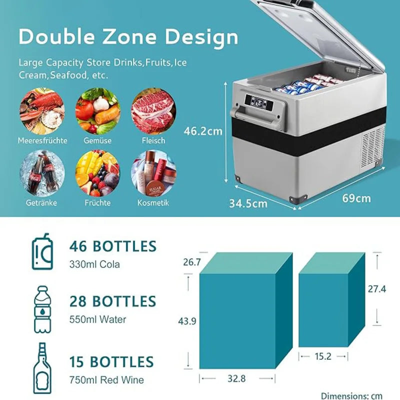 Réfrigérateur compresseur polyvalent 30-49L — contrôlé par application, 12V/240V, -20°C à 20°C