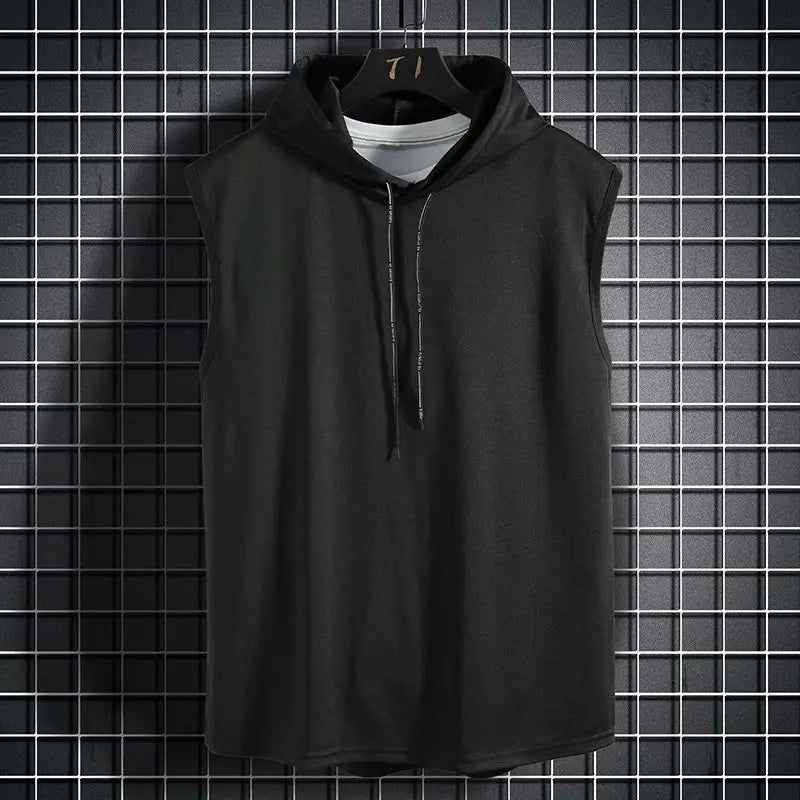 Color sólido 2023 a estrenar hombres camisetas sin mangas chaleco sin mangas camisetas para hombre con capucha chalecos para hombre tops Hip Hop hombres camiseta sin mangas camiseta