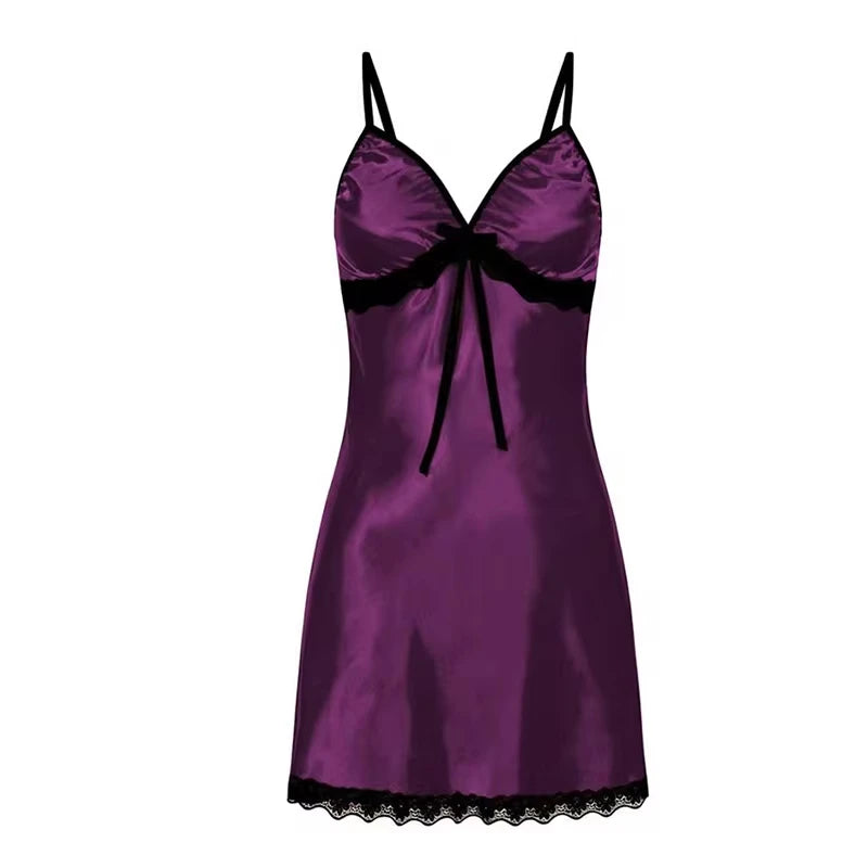 Mujer lencería sexy de seda satinada, camisón sin mangas, pijama, camisón, talla grande, ropa de dormir cómoda