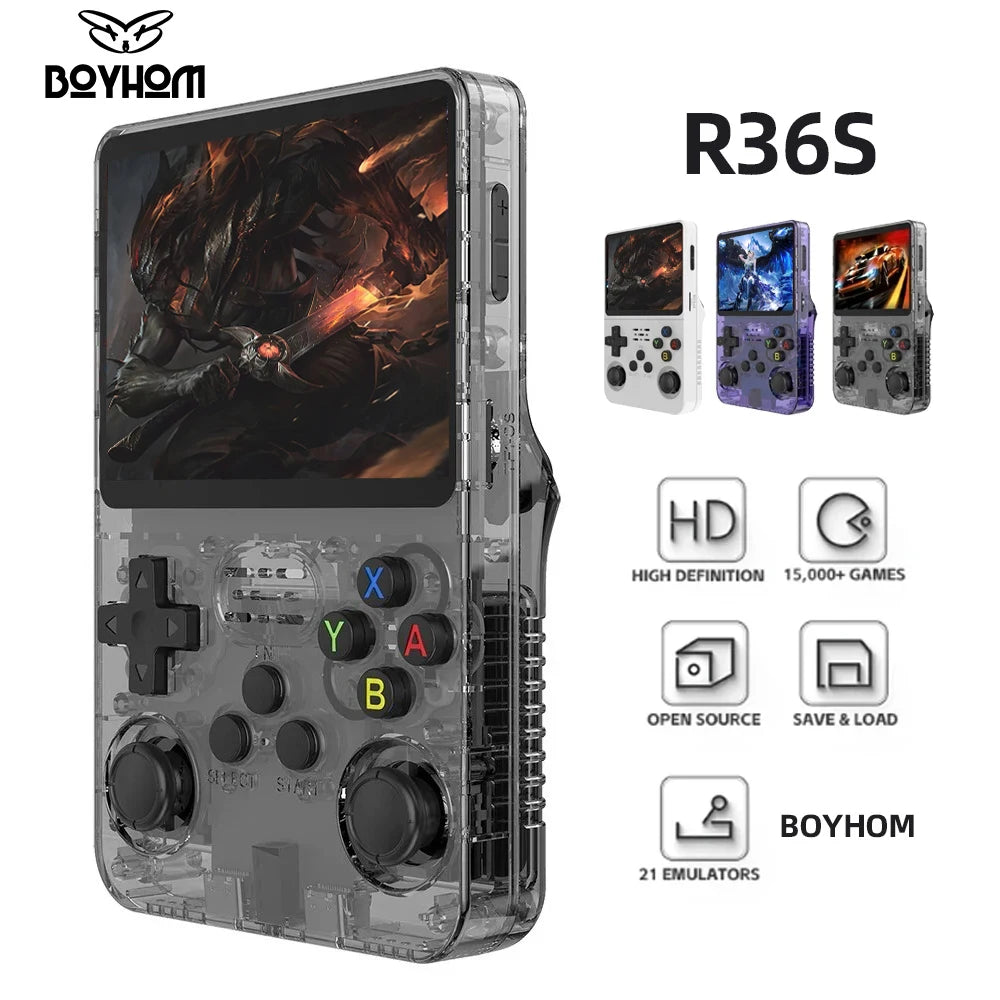 Consola de videojuegos retro portátil, consola de juegos, sistema Linux, pantalla IPS de 3.5 pulgadas, reproductor de vídeo de bolsillo, juegos de 64 GB, R35S Pro