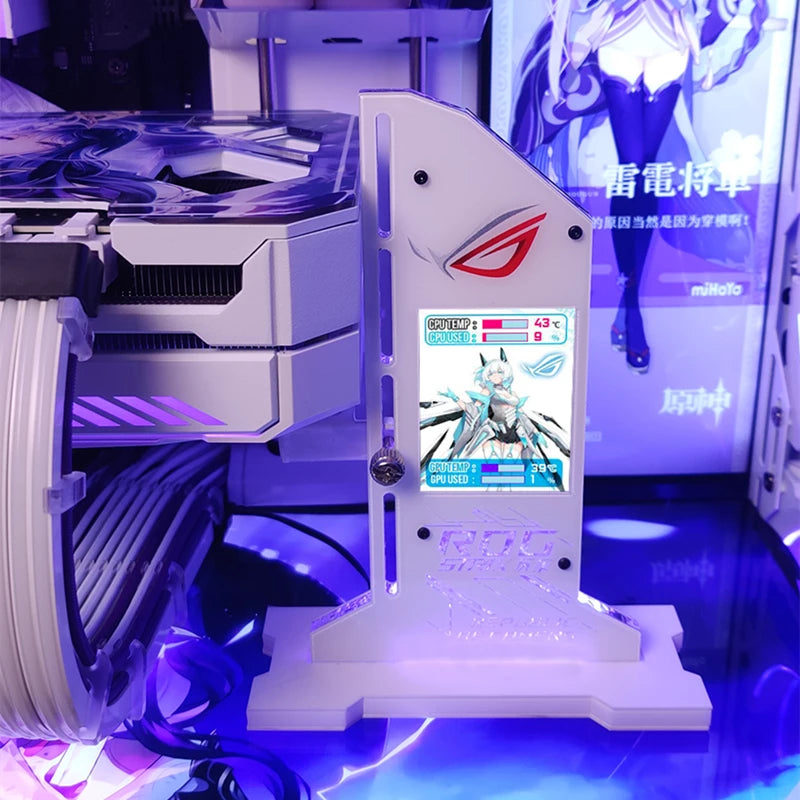 Support de carte vidéo graphique Support VGA avec écran LCD 2.4 pouces Support RGB CPU GPU RAM moniteur AIDA64 pour PC Gamer armoire bricolage