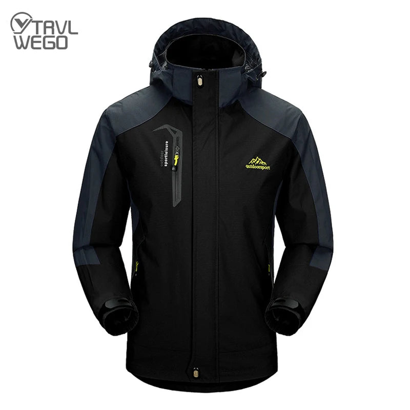 TRVLWEGO Camping randonnée veste hommes automne Sports de plein air manteaux escalade Trekking coupe-vent voyage imperméable vestes noir