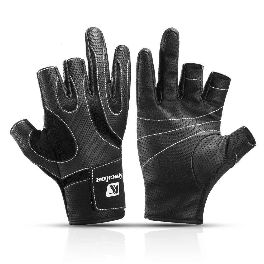 Gants De pêche sans doigts, coupe à 3 doigts, résistance en cuir, gants De pêche, survie, Camping, randonnée, outil De sauvetage