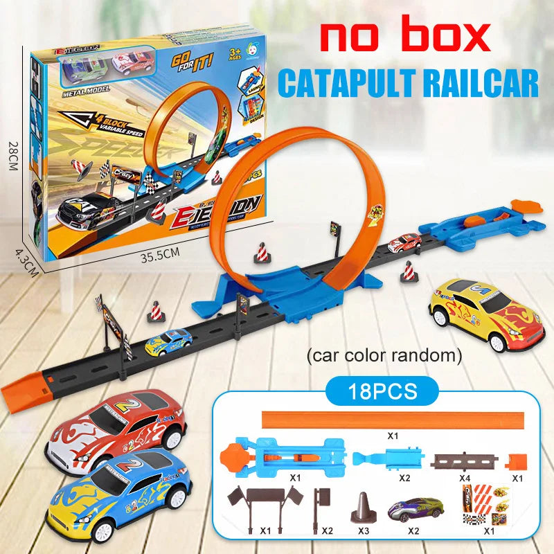 Cascadeur vitesse Double voiture roues modèle jouets pour enfants piste de course bricolage assemblé Rail Kits éducatif interactif garçon enfants jouet