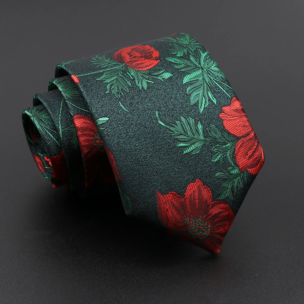 New Men's Floral Tie Feather Elk Geometric Pattern Red Blue Ties Leisure Business Daily Wear Tie Wedding Party Gift