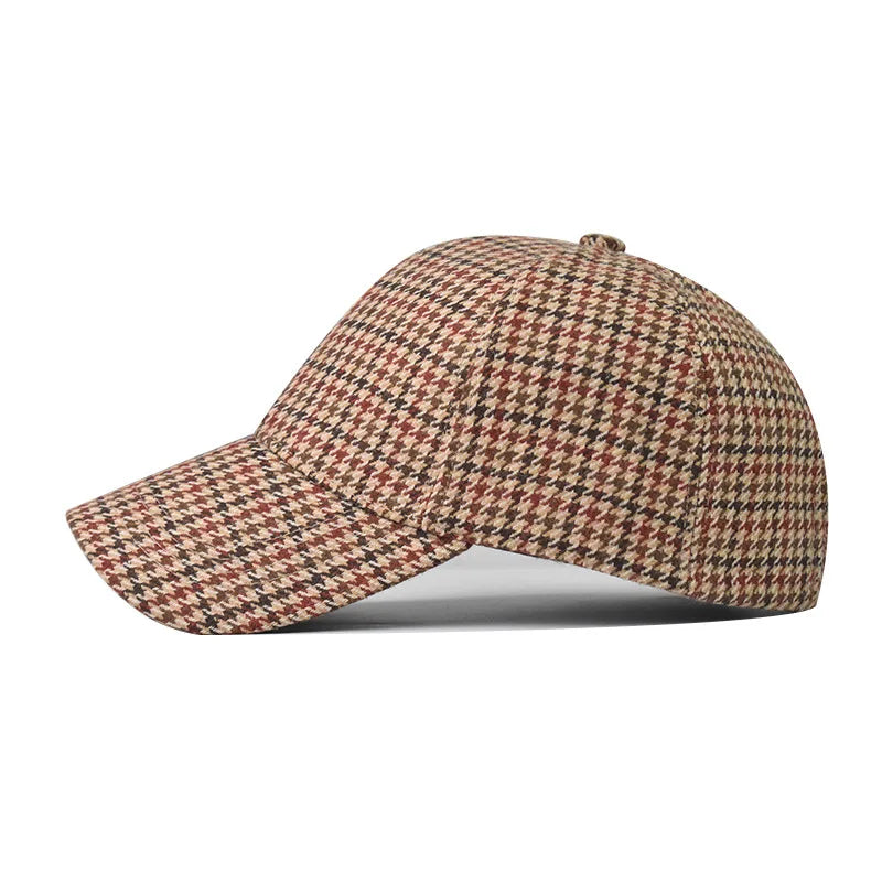 Gorras de béisbol a cuadros de lujo FS para hombres, sombrero vintage marrón de pata de gallo para mujeres, gorra de camionero de algodón estilo streetwear, gorra de mujer 2026