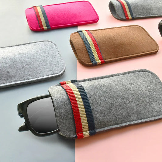 Estuche de fieltro para gafas de sol extragrande, bolsa de gafas de colores, estuche suave para gafas de montura LunUP, caja de gafas con banda elástica, compatible