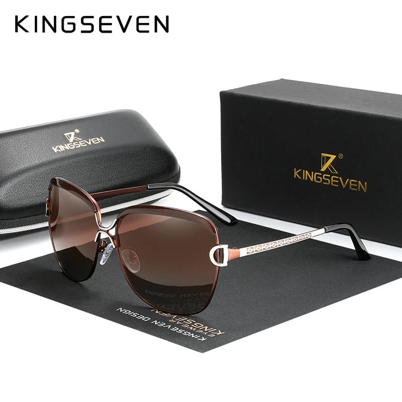 KINGSEVEN Polarized Sunglasses for Women Gradient Lens Round Square Sunglasses Luxury Brand Oculos Lunette De Soleil Femme