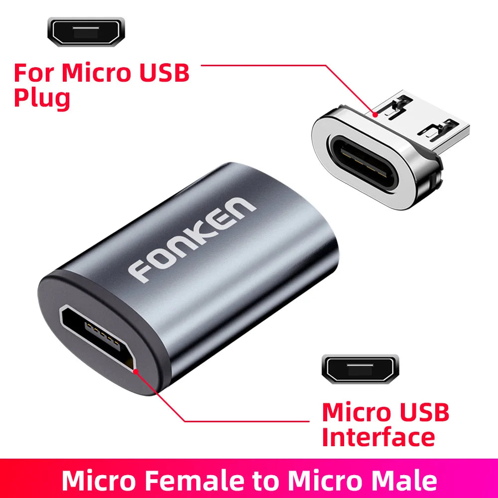 Conector de cable magnético, adaptador de cable para teléfono móvil Micro USB, punta magnética, cargador magnético, enchufe tipo C, adaptador para Huawei Android