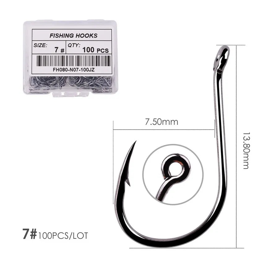 100pcs/40pcs/Box High Carbon Fishing Hook 2#-22# ISEAMA With Eye Carp Catfish Anzol Offset Japan Tackle Fishing Hooks