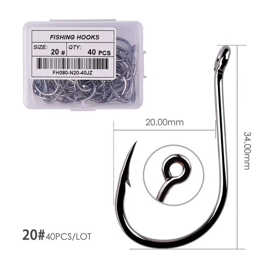 100pcs/40pcs/Box High Carbon Fishing Hook 2#-22# ISEAMA With Eye Carp Catfish Anzol Offset Japan Tackle Fishing Hooks