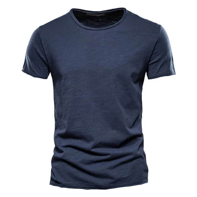 100% coton hommes T-shirt décontracté doux Fitness été mince T-shirts hommes vêtements de maison col rond à manches courtes solide T-shirt pour hommes